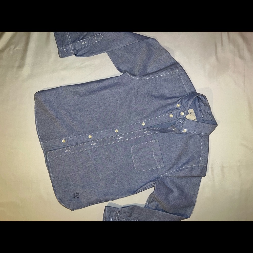 Light Blue Jean colored cotton button down shirt Boys size 7-8Y. Worn once. H&M